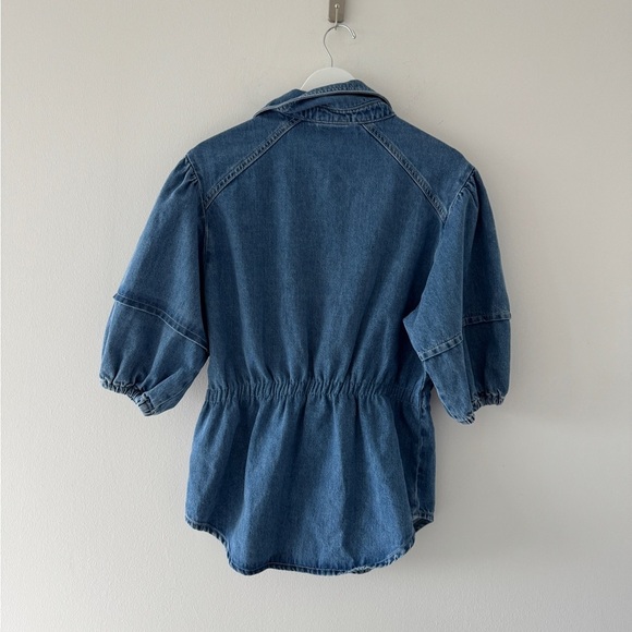 FARM RIO Denim Puff Sleeve Shirt M - Picture 6 of 8